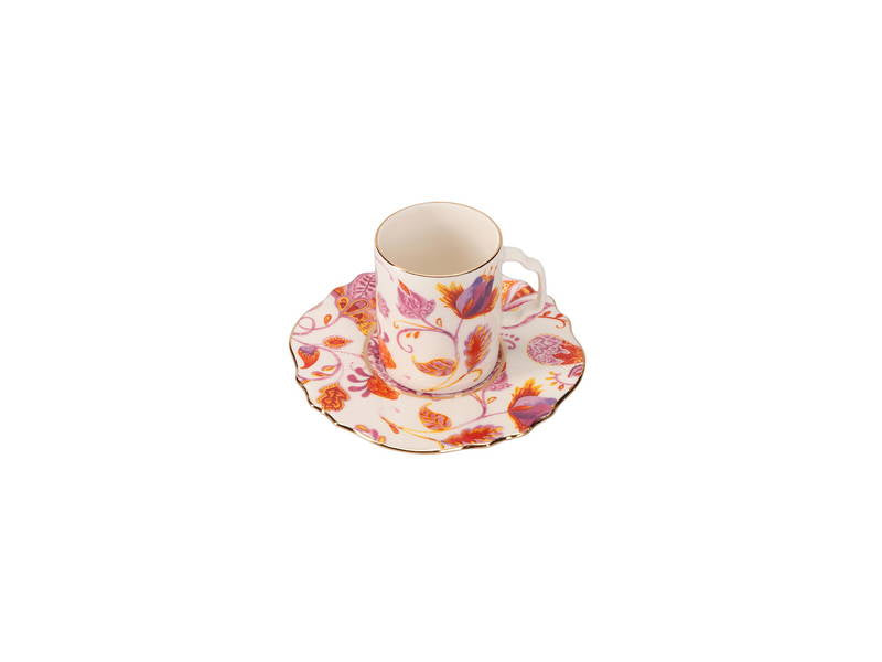Porland Pinky Pattern Turkish Coffee Set for TWO- DESIGN 1 (Pink) 80ml