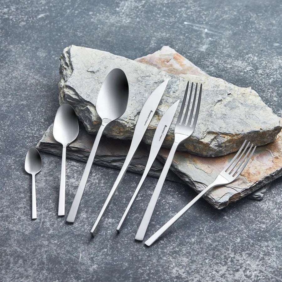 Karaca New Everest 84-Piece Stainless Steel Cutlery Set for 12 People, Silver