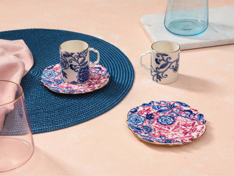 Porland Pinky Coffee Set for 2 People 80cc- DS.2 (Pink/Blue)