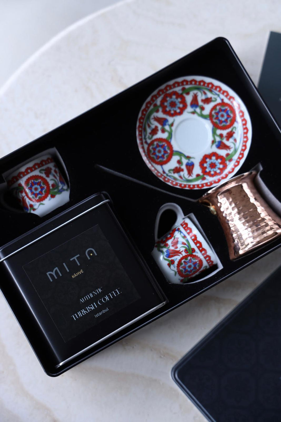 MITA KAHVE Humayun Coffee Cup with Cezve and Coffee Set for Two Gift Box
