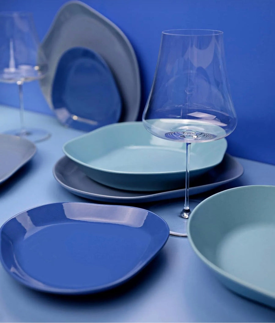 Kütahya Skallop 18cm 2 piece cake plate set- Navy