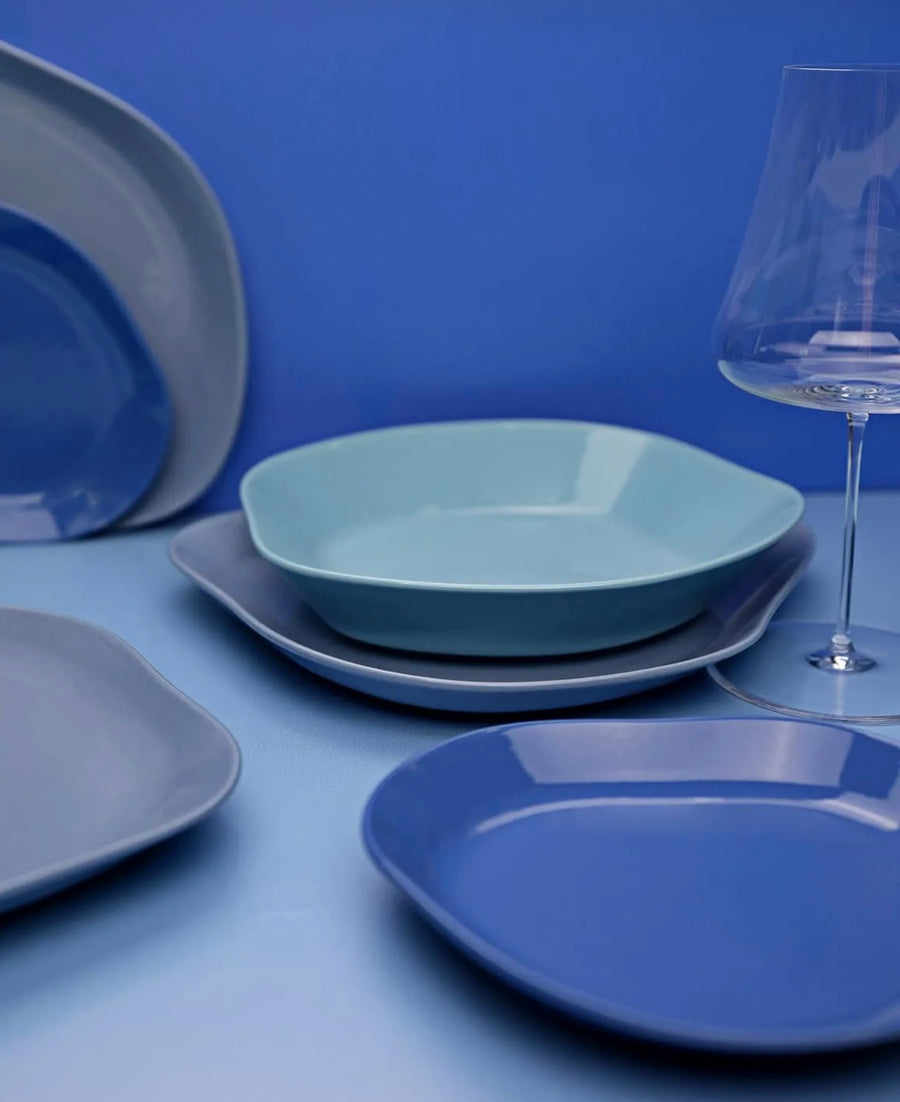 Kütahya Skallop 18cm 2 piece cake plate set- Navy