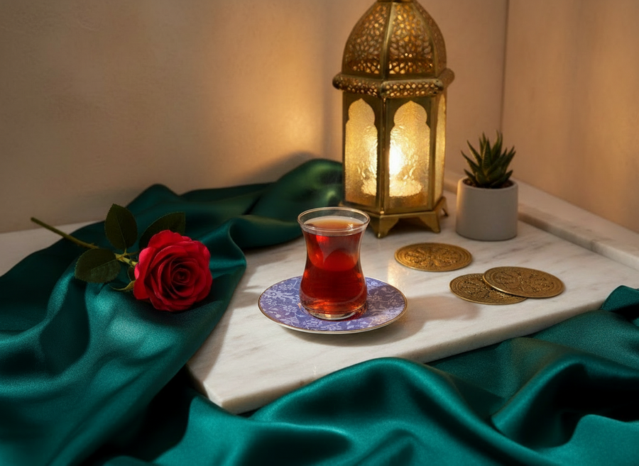 Porland Glamorous Tea Set 8 Pcs — Luxury Turkish Tea Set for 4