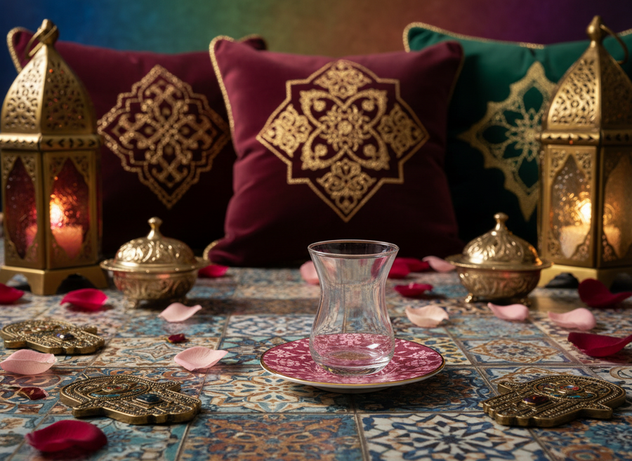 Porland Glamorous Tea Set 8 Pcs — Luxury Turkish Tea Set for 4