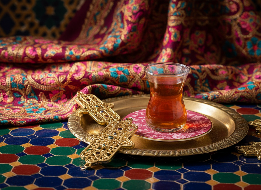 Porland Glamorous Tea Set 8 Pcs — Luxury Turkish Tea Set for 4