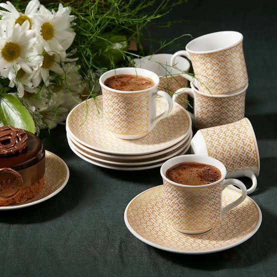Apricot Vivi Gold Set of 6 Coffee Cups