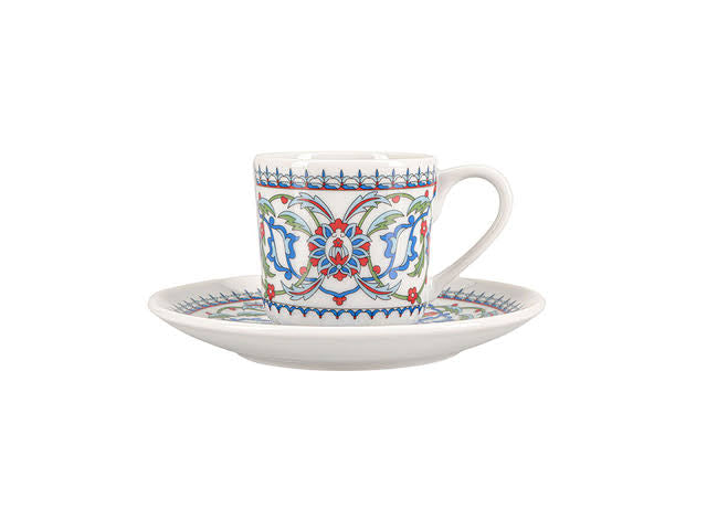 MITA KAHVE  Porland Cihangir Coffee Cup with Cezve and Coffee Set for Two Gift Box (Blue)