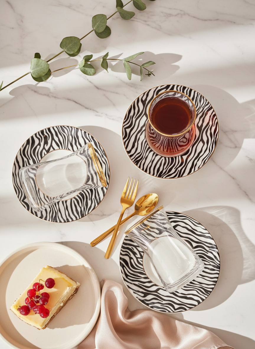 Karaca Zebra 6 Person Tea Set