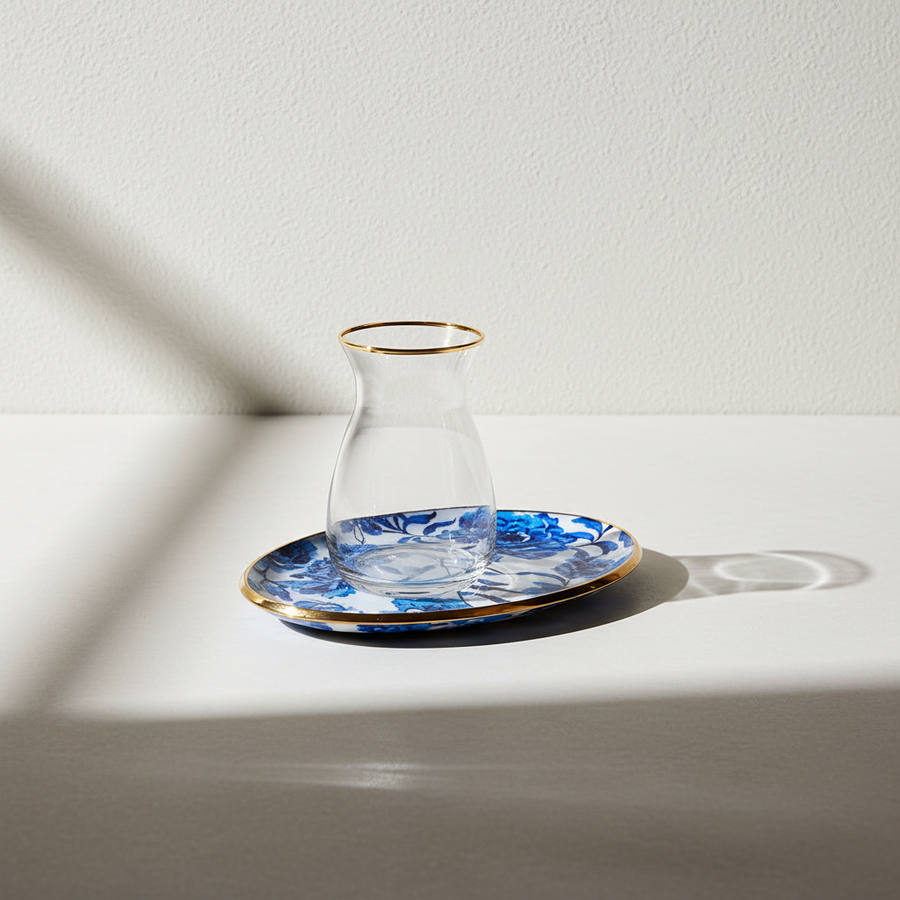 Karaca Blue Rosa 12 Pieces 6 Person Tea Set Mita Kitchenware