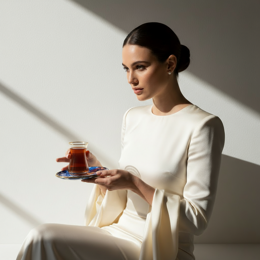 Karaca Blue Rosa 12 Pieces 6 Person Tea Set Mita Kitchenware