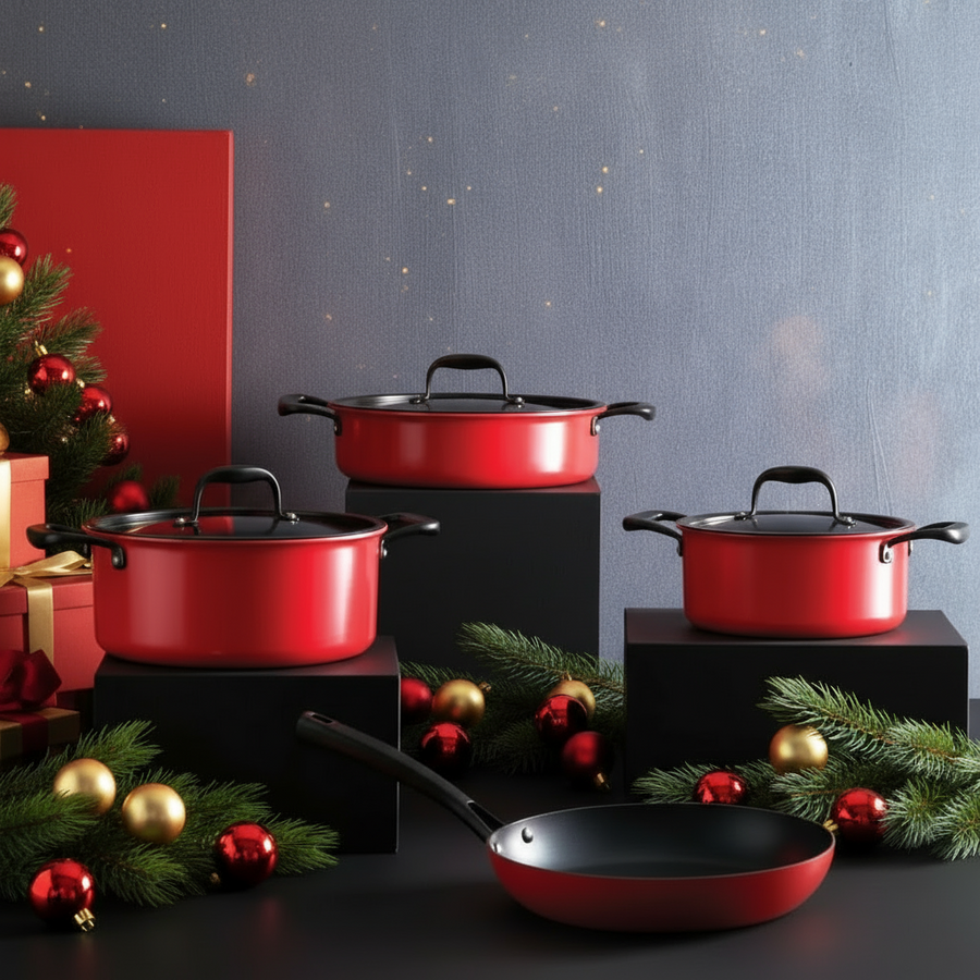 Karaca Bio Diamond Pro Induction Based Japanese Red 7 Piece Cookware Set Mita Kitchenware