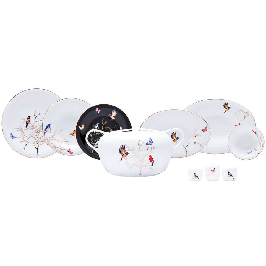 Karaca Fine Pearl Grace Black 62 Pieces Pearl Dinnerware Set for 12 Persons