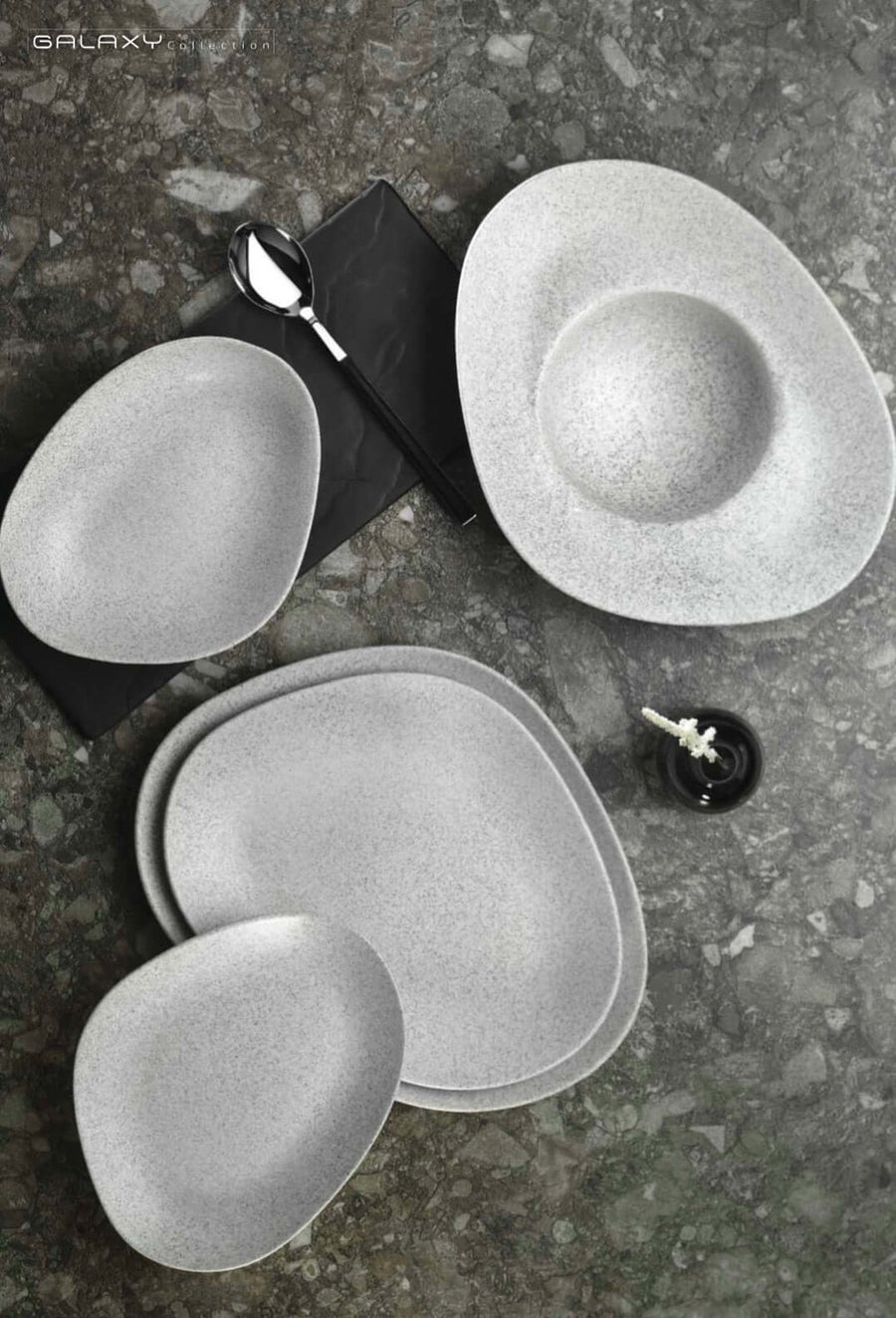Kutahya Porselen Galaxy Pasta Plate 29 Cm.Mix Granule Cream.