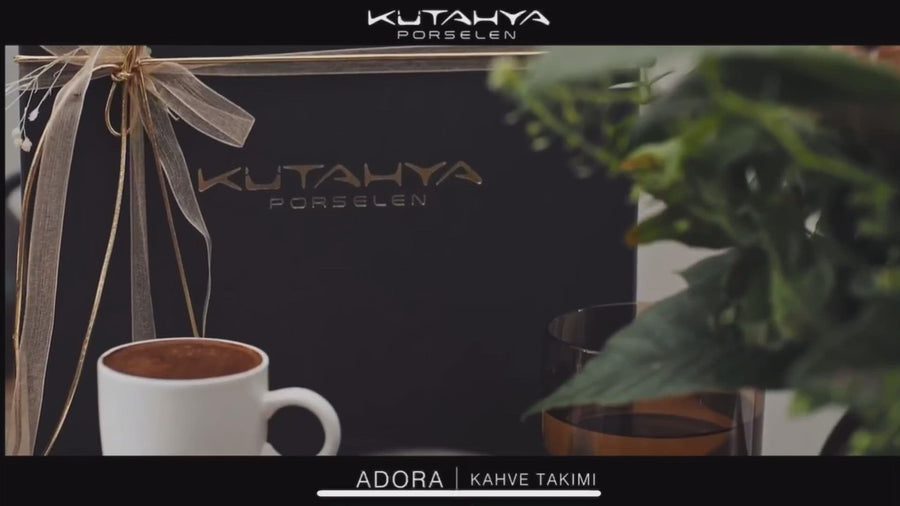 Kütahya Porcelain Adora Coffee Set Black & Cream Gift Boxed set for 2 *Limited Edition.