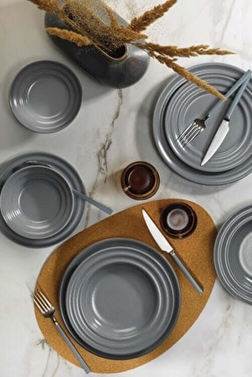 Kütahya Tuana 24 piece Dinnerset PEARL Matt Grey.