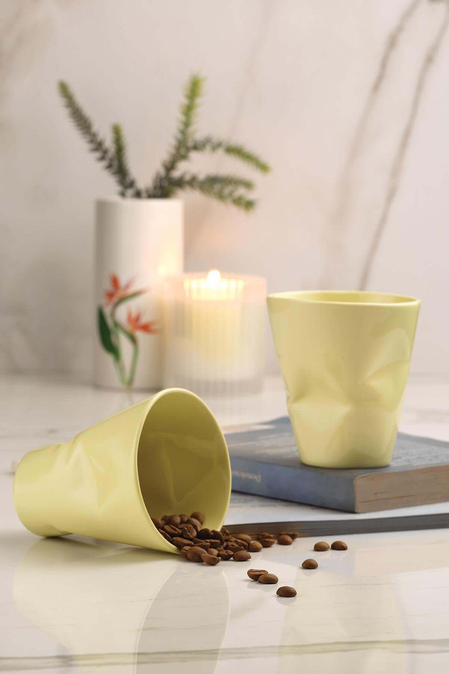 Kütahya Porcelain Crash Mug Set of 2 YELLOW.