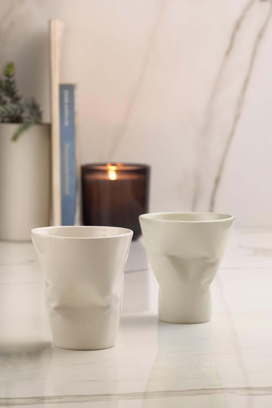 Kütahya Porcelain Crash Mug Set of 2 CREAM.