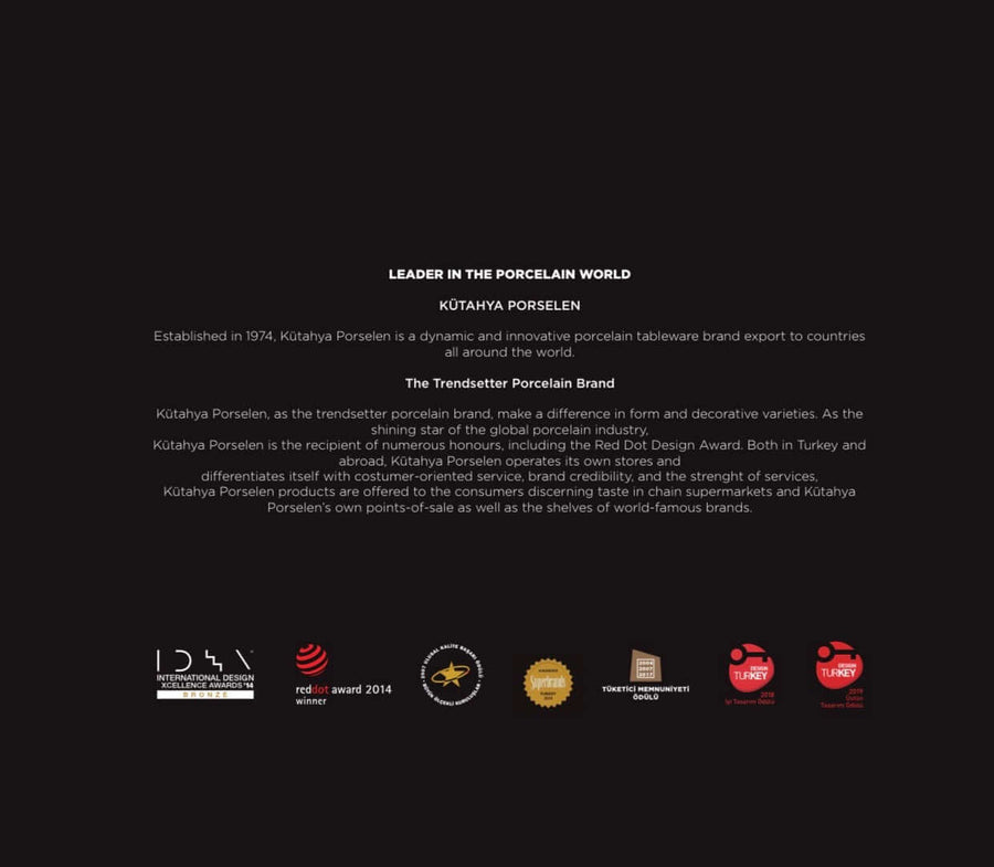 Kütahya Porcelain Aura Collection Tea/Coffee Set for two Black-Red-Beige.