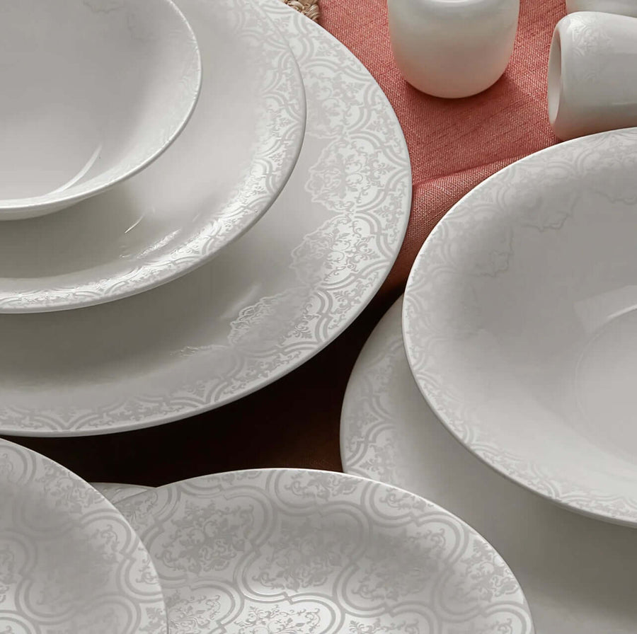 Karaca Fine Pearl Eternal 58 Pieces Pearl Dinnerware Set for 12 Persons