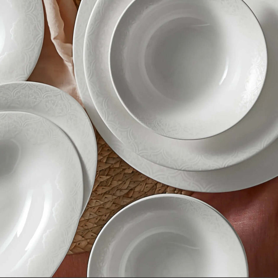 Karaca Fine Pearl Eternal 58 Pieces Pearl Dinnerware Set for 12 Persons