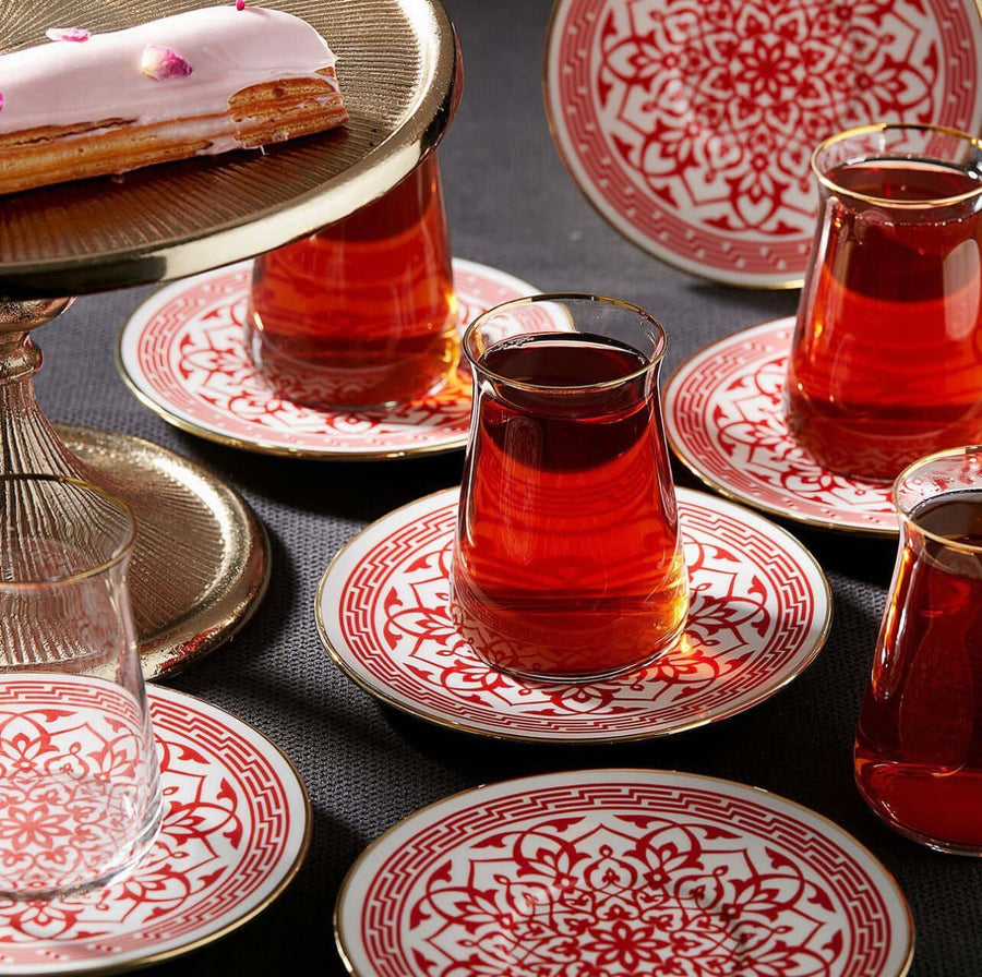 Karaca Ocha Red 12 Piece Tea Set