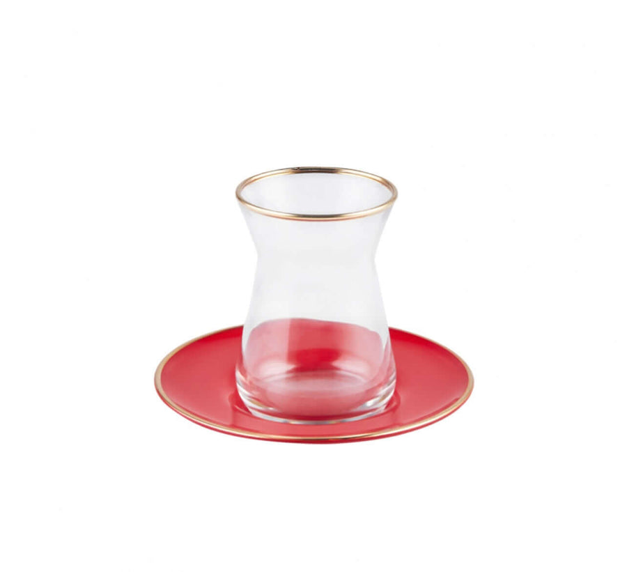 Karaca Retro Red 6 Person Tea Set