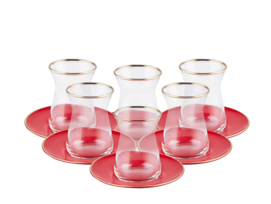 Karaca Retro Red 6 Person Tea Set