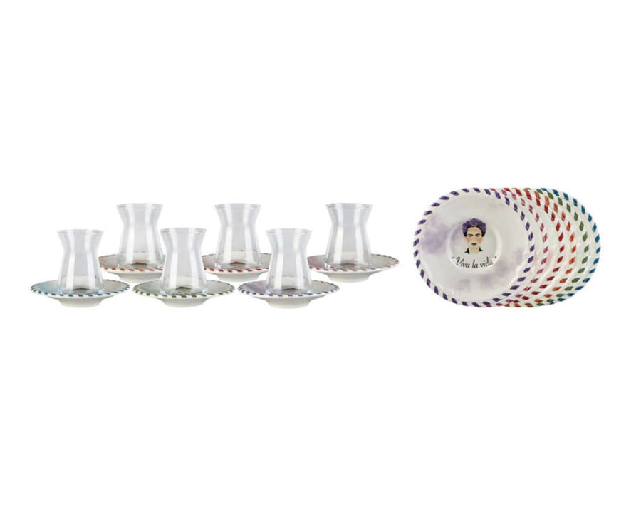 Karaca Frida Kahlo Tea Collection: Exquisite 6-Piece Turkish Glass Tea Set
