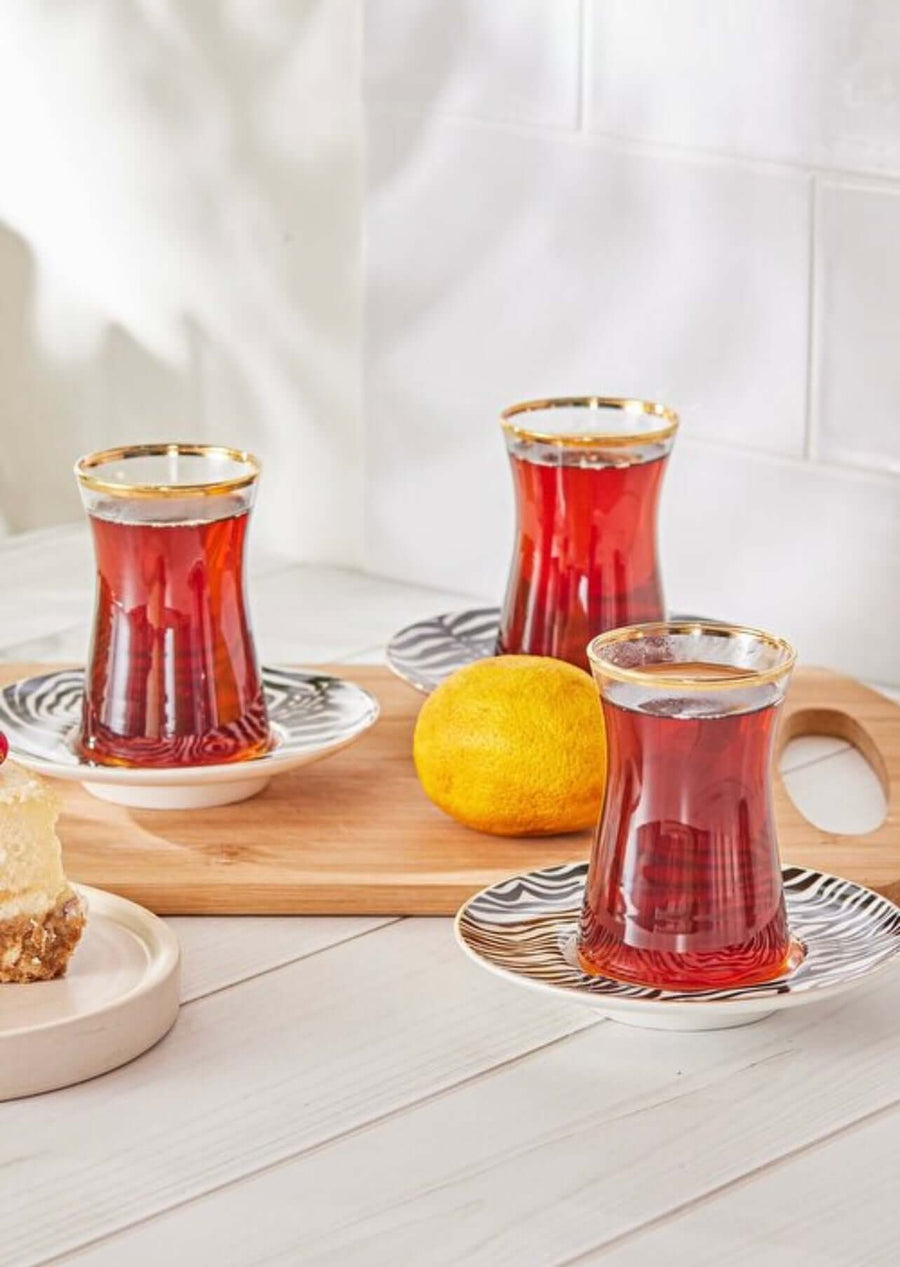 Karaca Zebra 6 Person Tea Set
