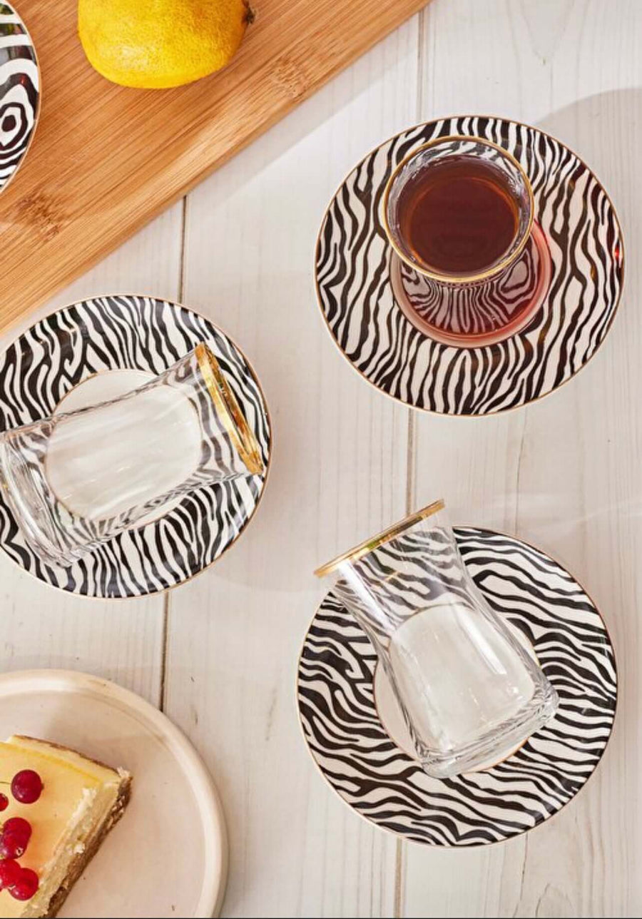 Karaca Zebra 6 Person Tea Set