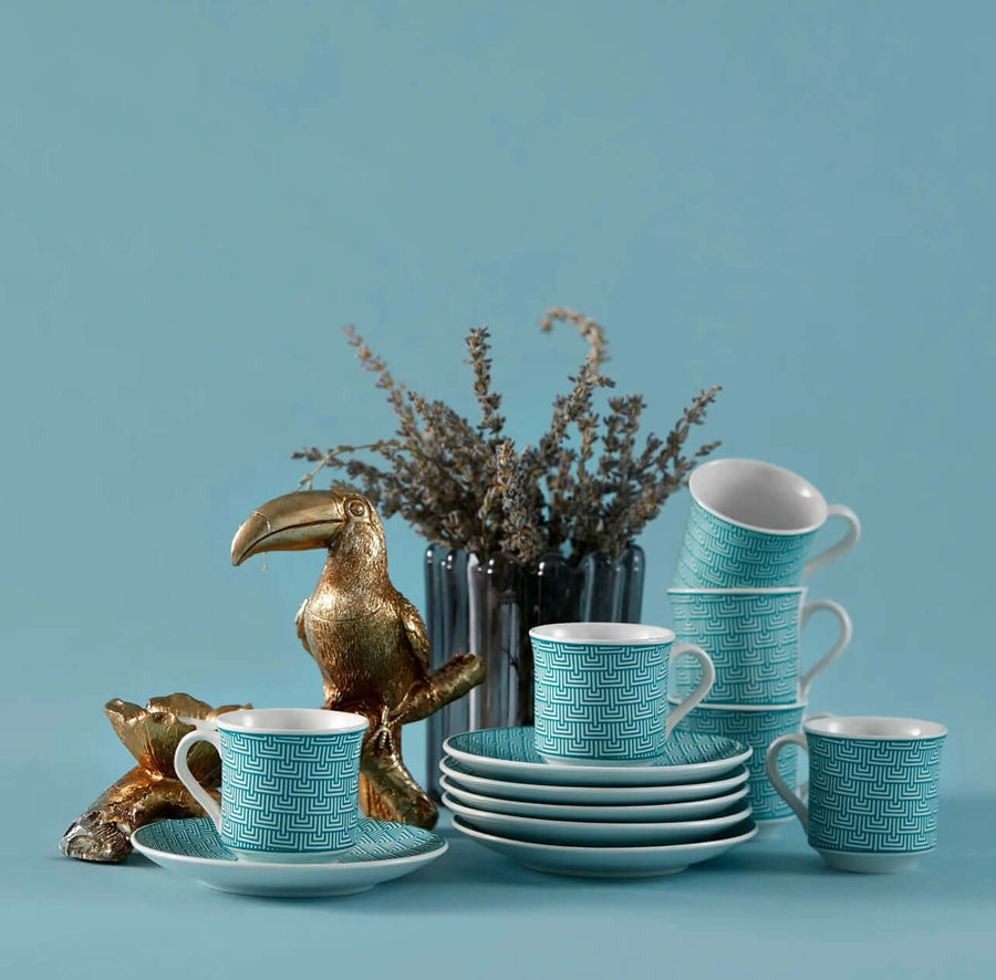 Apricot Vivi Turquoise Set of 6 Coffee CupsBrew up a little mediterranean magic with the Apricot Vivi Turquoise Set of 6 Coffee Cups! These Karaca beauties boast a delightful turquoise hue that'll bring a little sunshine to your morning cup of coffee. Let