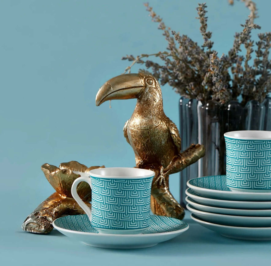 Apricot Vivi Turquoise Set of 6 Coffee CupsBrew up a little mediterranean magic with the Apricot Vivi Turquoise Set of 6 Coffee Cups! These Karaca beauties boast a delightful turquoise hue that'll bring a little sunshine to your morning cup of coffee. Let