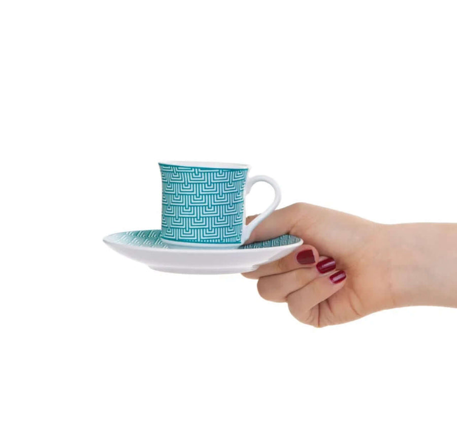 Apricot Vivi Turquoise Set of 6 Coffee CupsBrew up a little mediterranean magic with the Apricot Vivi Turquoise Set of 6 Coffee Cups! These Karaca beauties boast a delightful turquoise hue that'll bring a little sunshine to your morning cup of coffee. Let