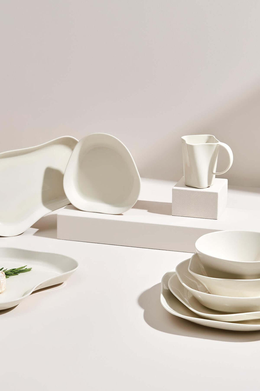 Kütahya Skallop 2 piece 28X19CM Kayak plate set-Cream