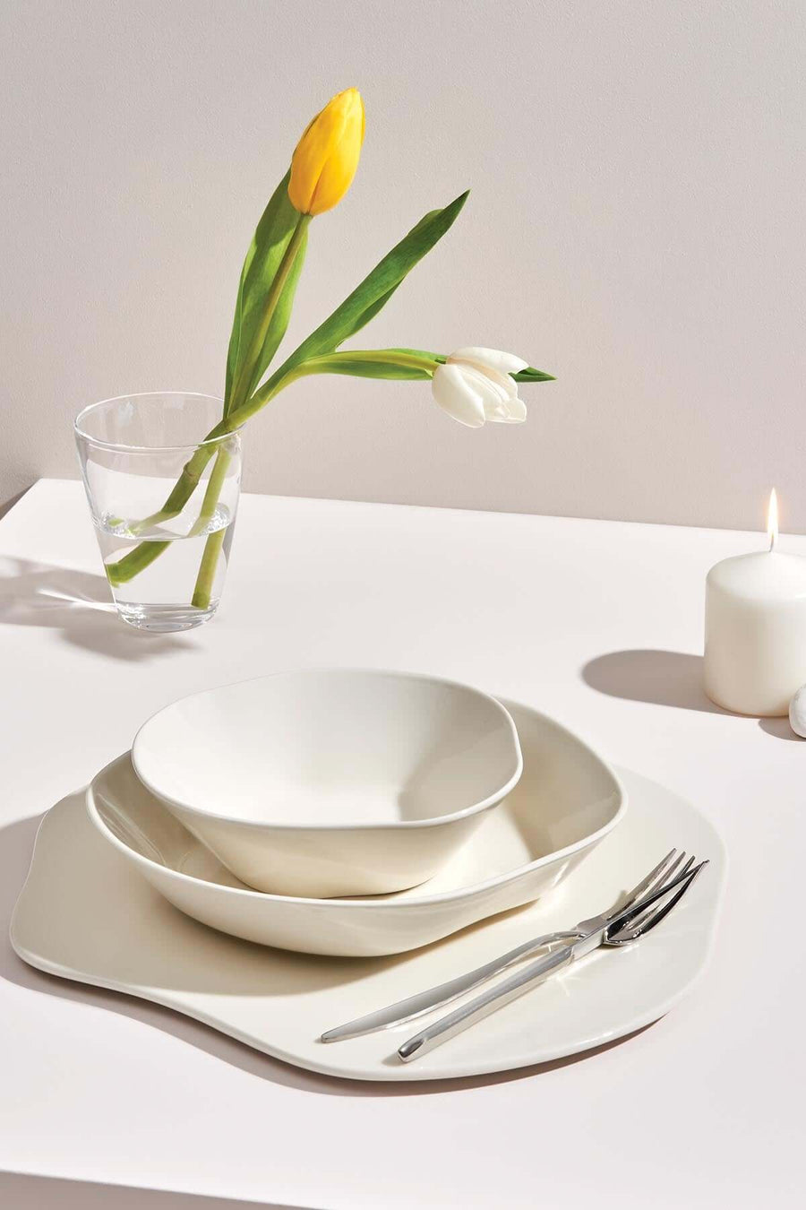Kütahya Porselen Skallop 30cm Salad/ Fruit bowl - Cream