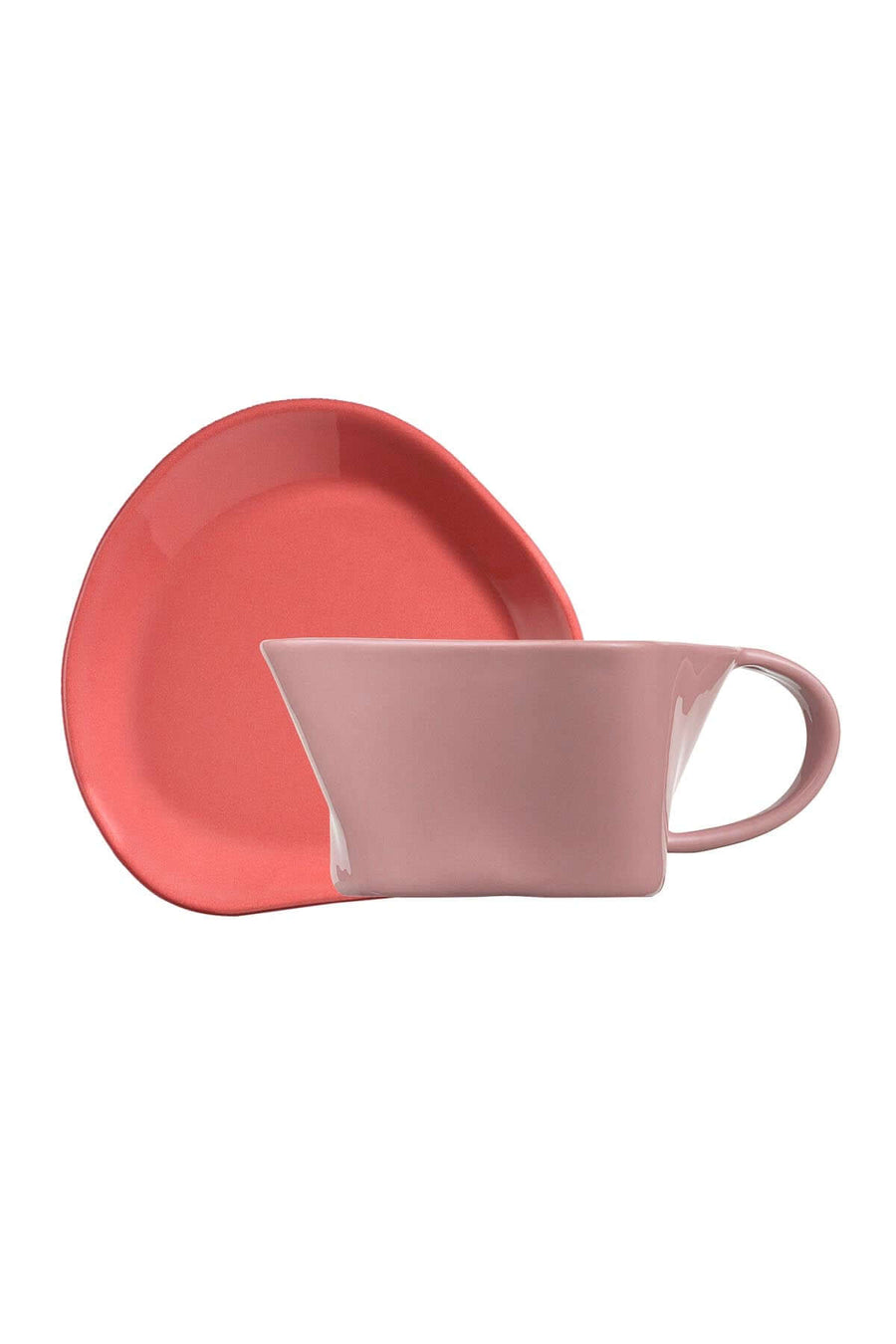 Kütahya Skallop x Karim Rashid tea cup and saucer 4 piece set- Light Pink.