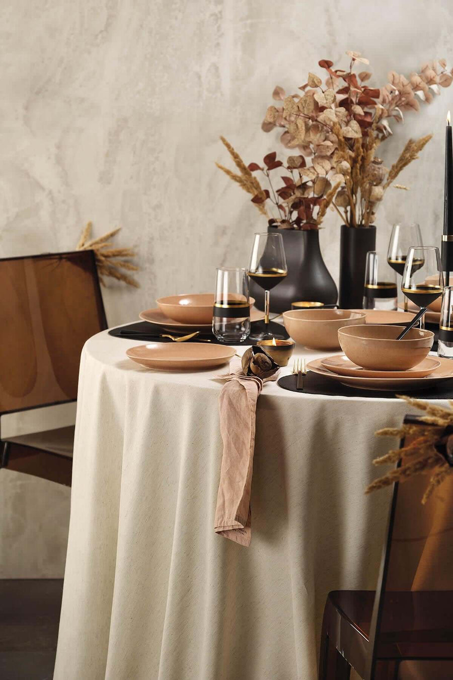 KÜTAHYA PORSELEN SOHO 24 PIECES DINNER SET PEARL SALMON.
