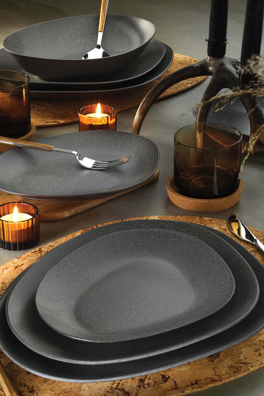 Kütahya Porselen Galaxy Deep Plate 20 Cm.Mix Granule Anthracite Grey.