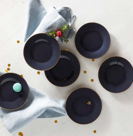 Karaca Retro Anthracite 6 Piece Hostess Cake/Side Set