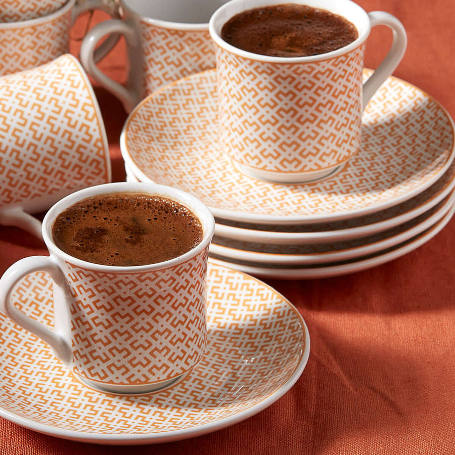 Apricot Vivi Gold Set of 6 Coffee CupsUnlock your inner barista with this Apricot Vivi Gold Set of 6 Coffee Cups! The authentic Turkish design is a real eye-catcher – guaranteed to spark up your coffee game. Plus, they’re perfect for when you’ve got a hou