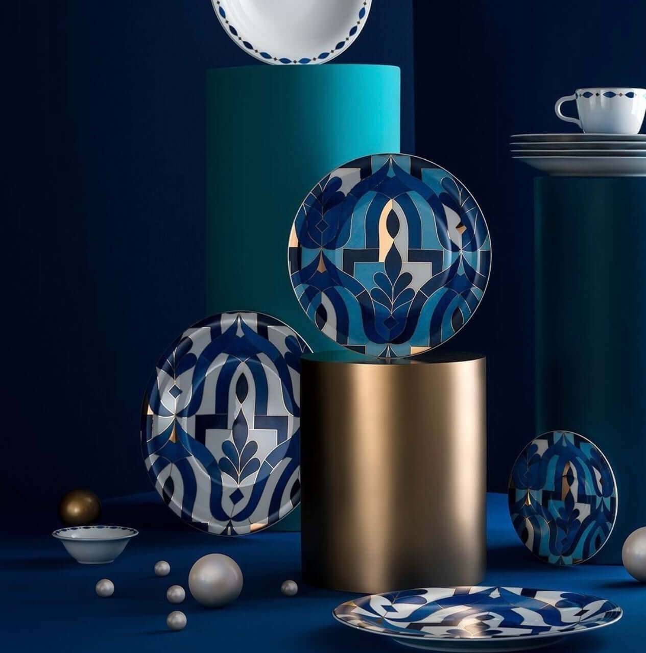 Karaca Fine Pearl Azur Dinnerware Set 62 Pieces