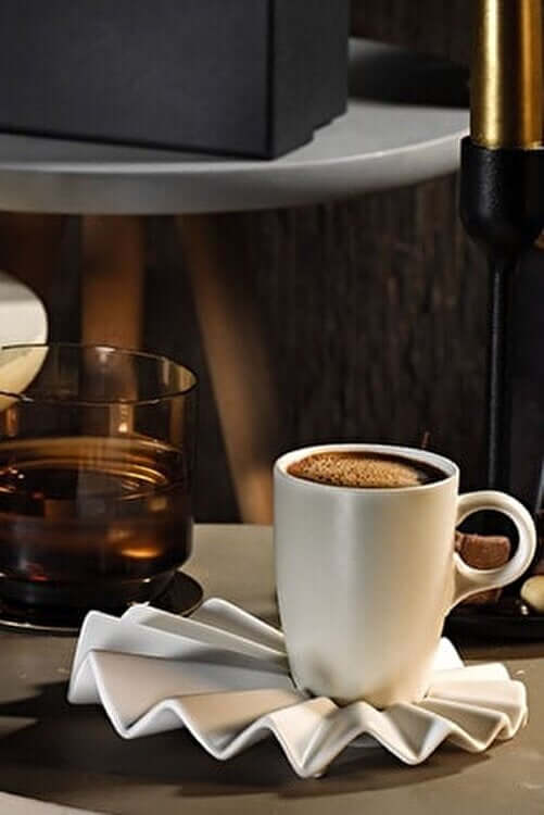 Kütahya Porcelain Adora Coffee Set Black & Cream Gift Boxed set for 2 *Limited Edition.