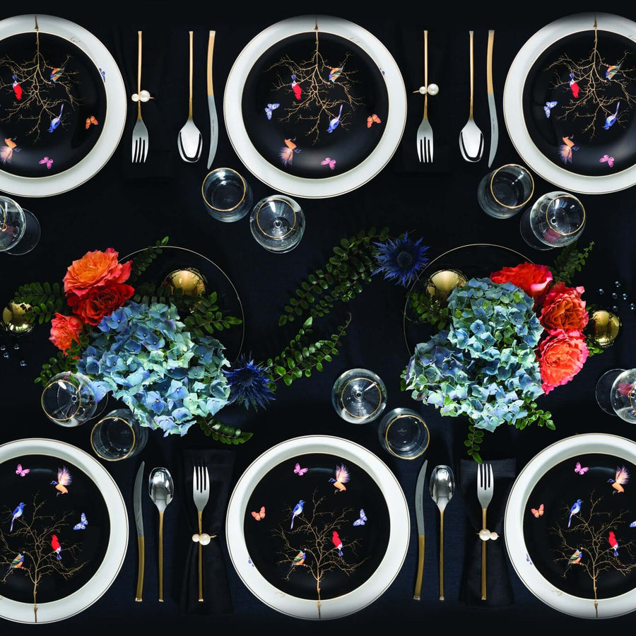 Karaca Fine Pearl Grace Black 62 Pieces Pearl Dinnerware Set for 12 Persons