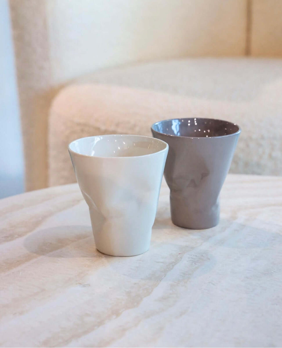 Kütahya Porcelain Crash Mug Set of 2 CREAM.