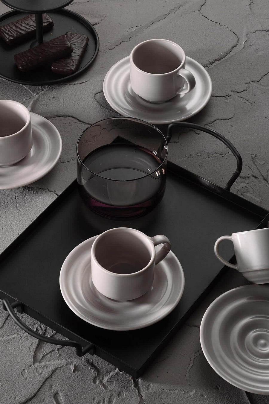 Kütahya Porcelain Tuana coffee cup set PEARL Matt Beige.